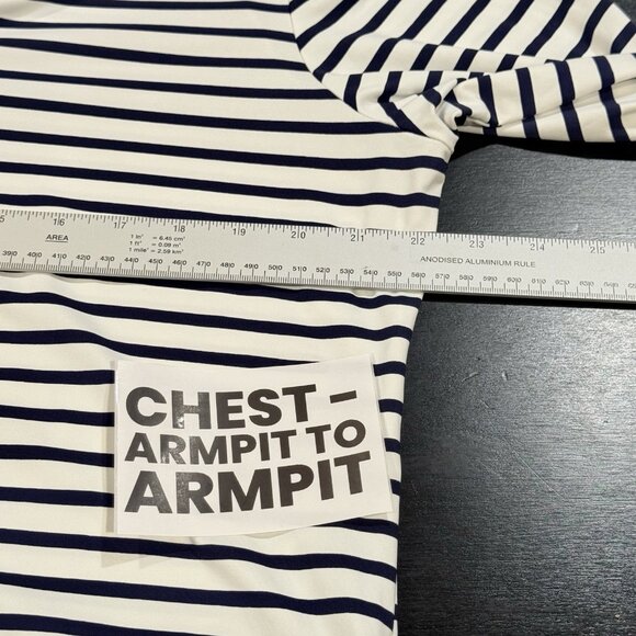 LANDS END Mariner Stripe Long Sleeve White Swim Rash Guard Tunic UPF50 Womens XL - Picture 10 of 11